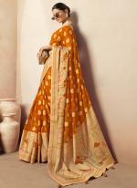 Georgette Orange Ceremonial Wear Weaving  Saree